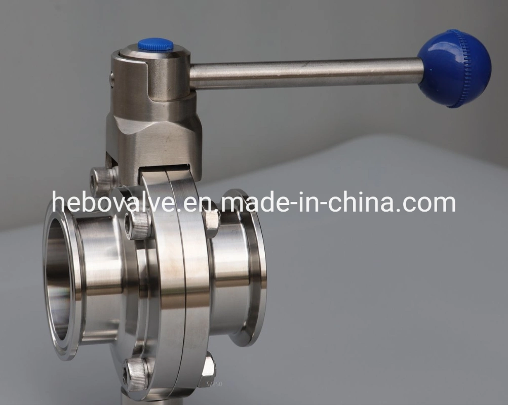 SS304 316L Sanitary Tri-Clamp or Welded or Threaded Butterfly Valve Pull Handle